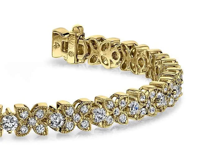 Flower Diamond Bracelet with 4.16 ct.(finished) 1.6mm, 1.7mm, 3mm