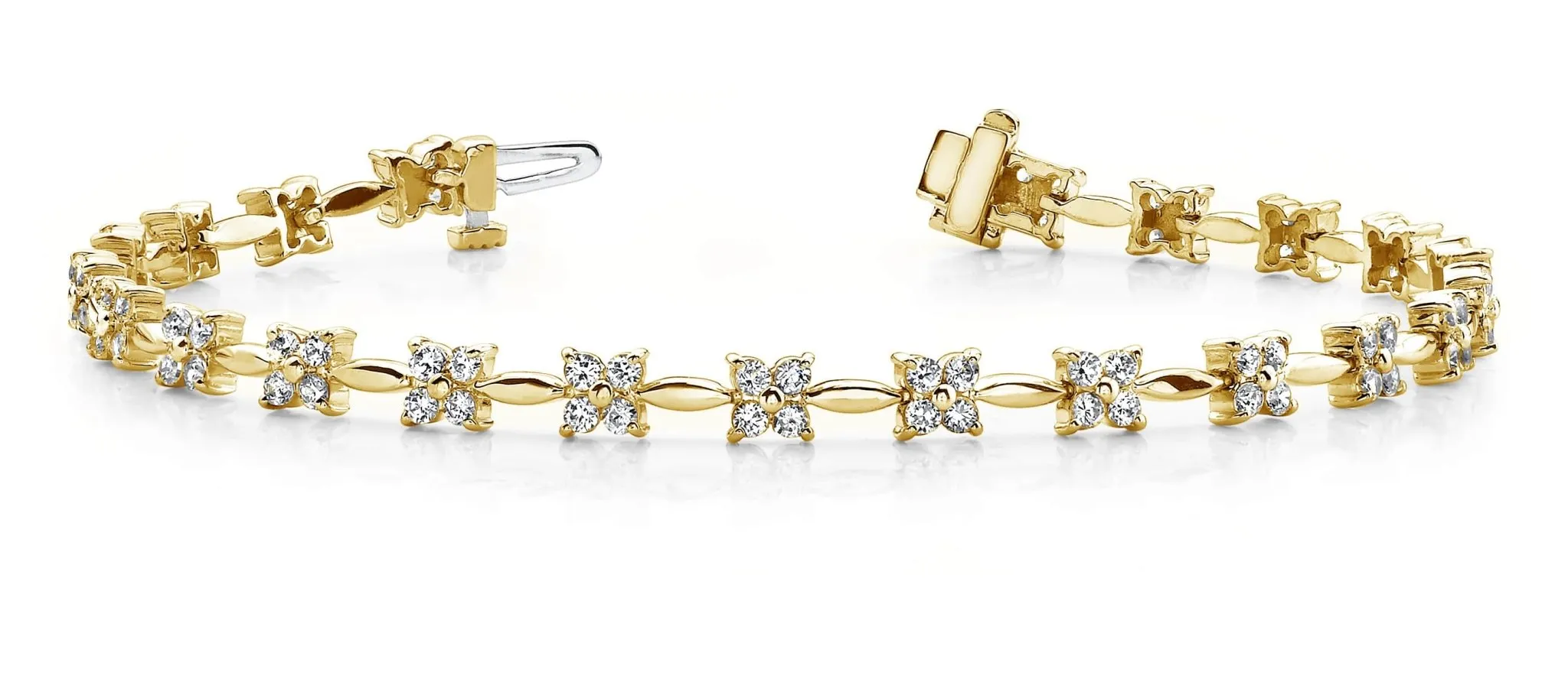 Flower Link Diamond Bracelet with 2.94 ct.(finished) 2.1mm