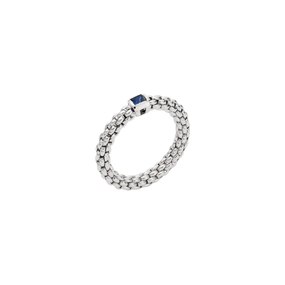 Fope 18k Souls Flex'it Ring with Bezel Set Blue Sapphire - Medium