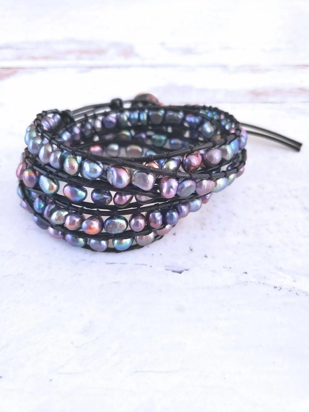 Freshwater Pearl Wrap Bracelet - Multi or Peacock