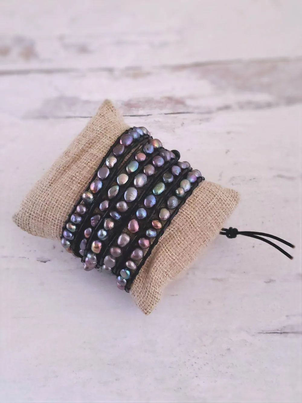 Freshwater Pearl Wrap Bracelet - Multi or Peacock