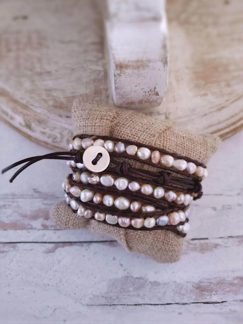 Freshwater Pearl Wrap Bracelet - Multi or Peacock
