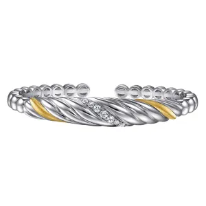 Gabriel & Co Silver and Yellow Gold Bangle