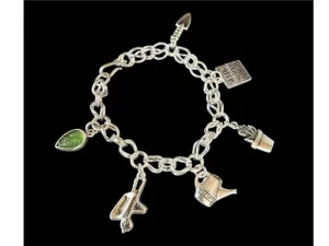 Gardening Charm Bracelet, handmade chain in sterling silver