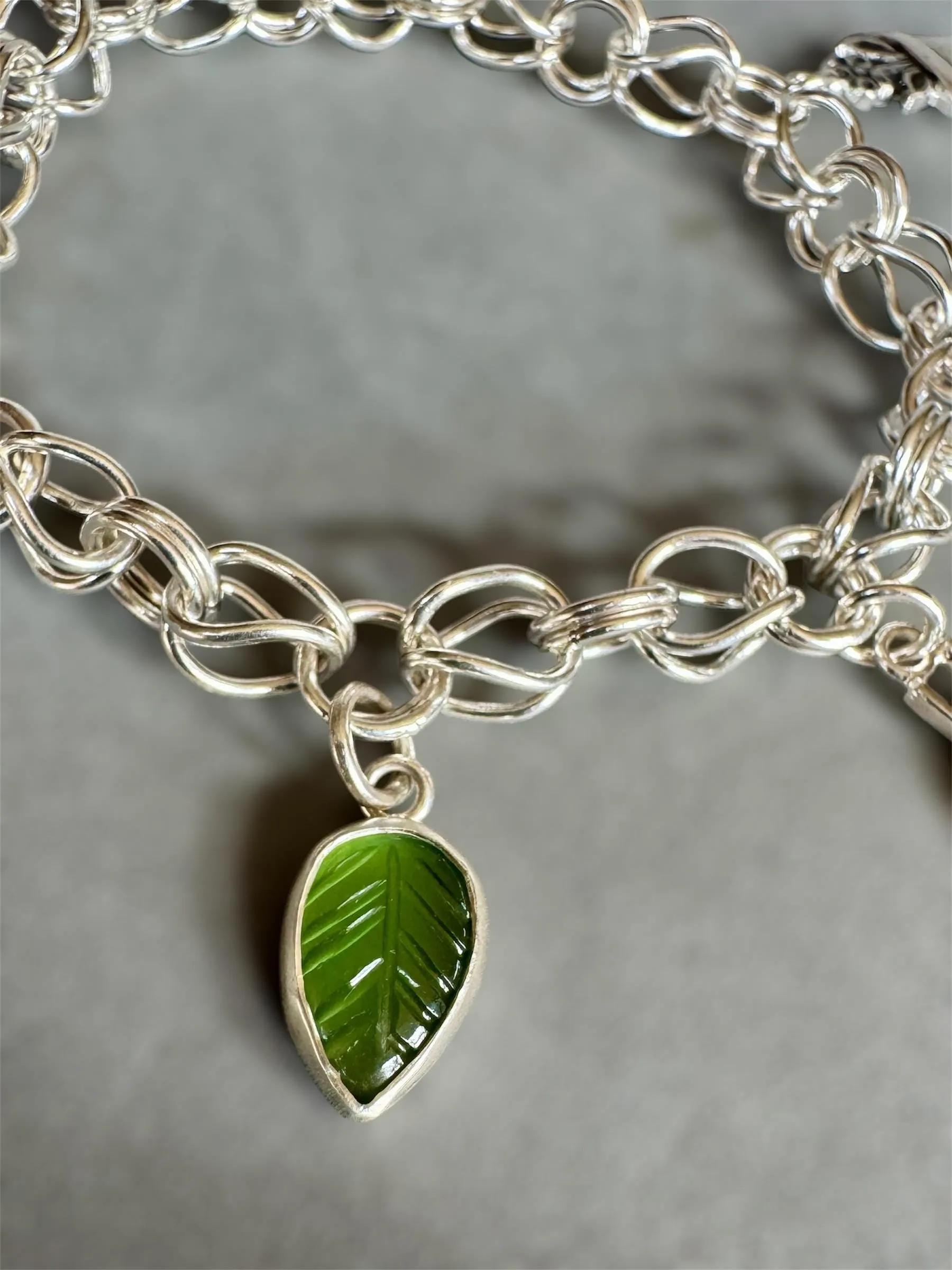 Gardening Charm Bracelet, handmade chain in sterling silver