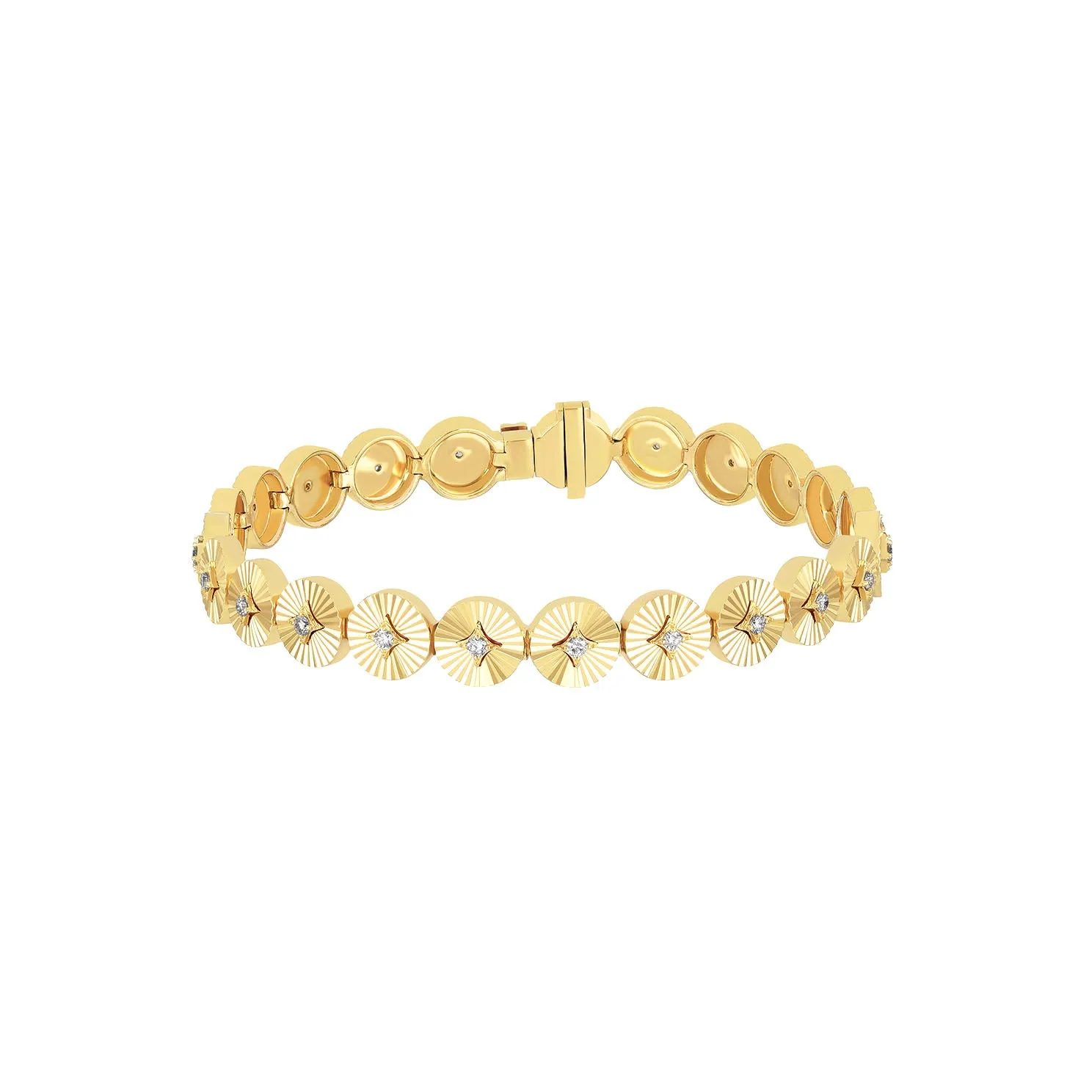 Gold & Diamond Fluted Disc Eternity Bracelet