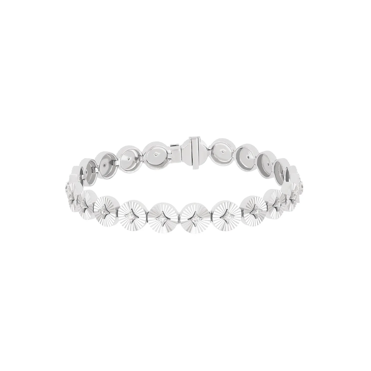 Gold & Diamond Fluted Disc Eternity Bracelet