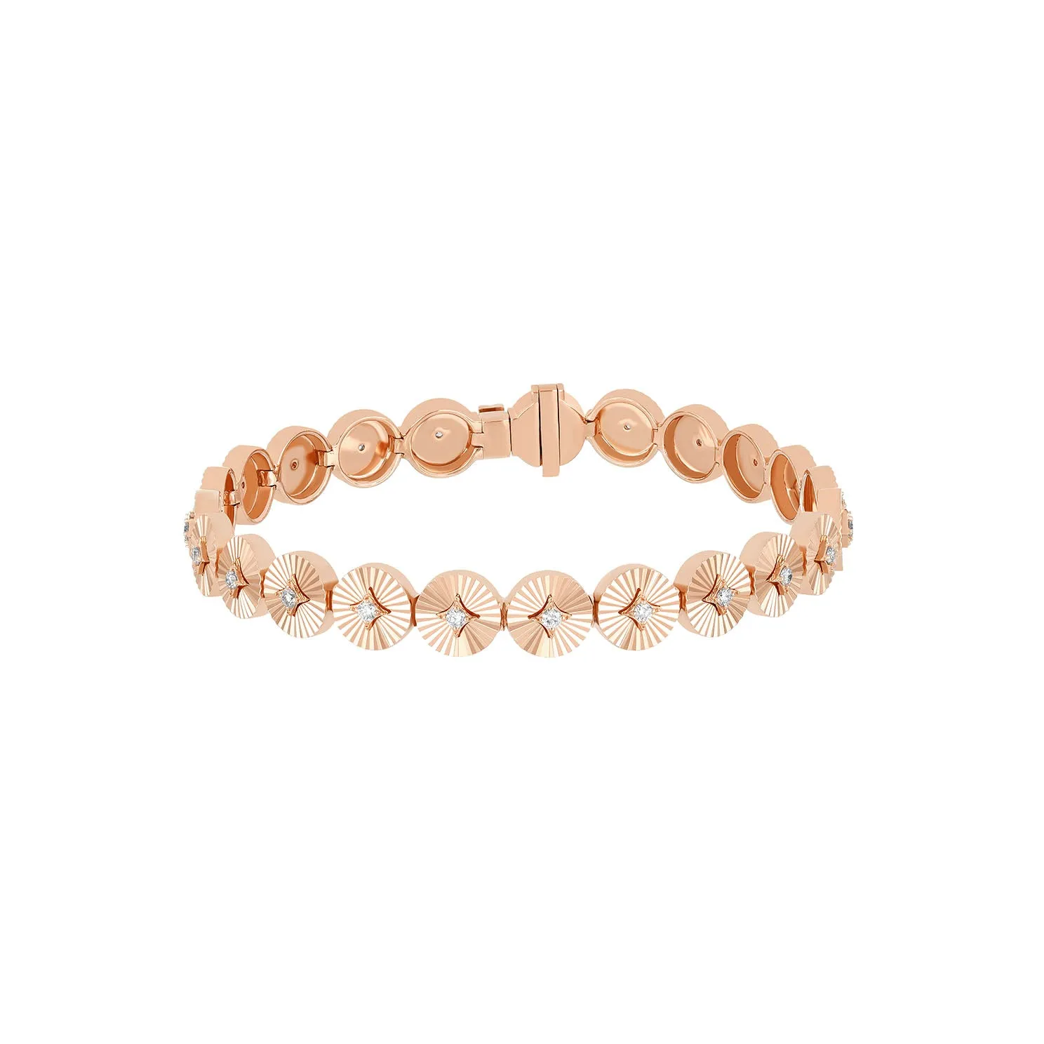 Gold & Diamond Fluted Disc Eternity Bracelet