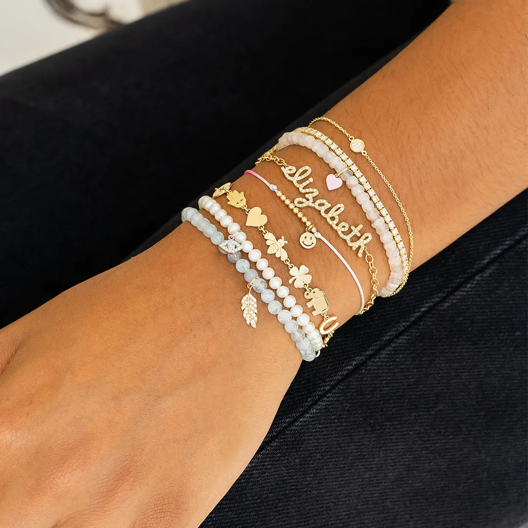Gold & Diamond Small Custom Script Bracelet