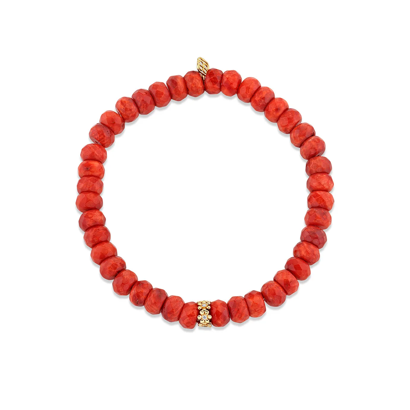 Gold & Diamond Tiny Daisy Rondelle on Orange Sea Bamboo