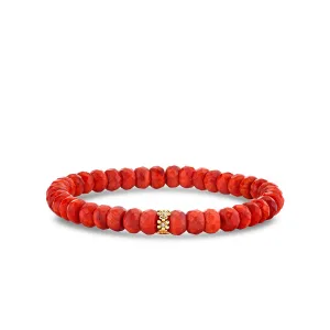 Gold & Diamond Tiny Daisy Rondelle on Orange Sea Bamboo