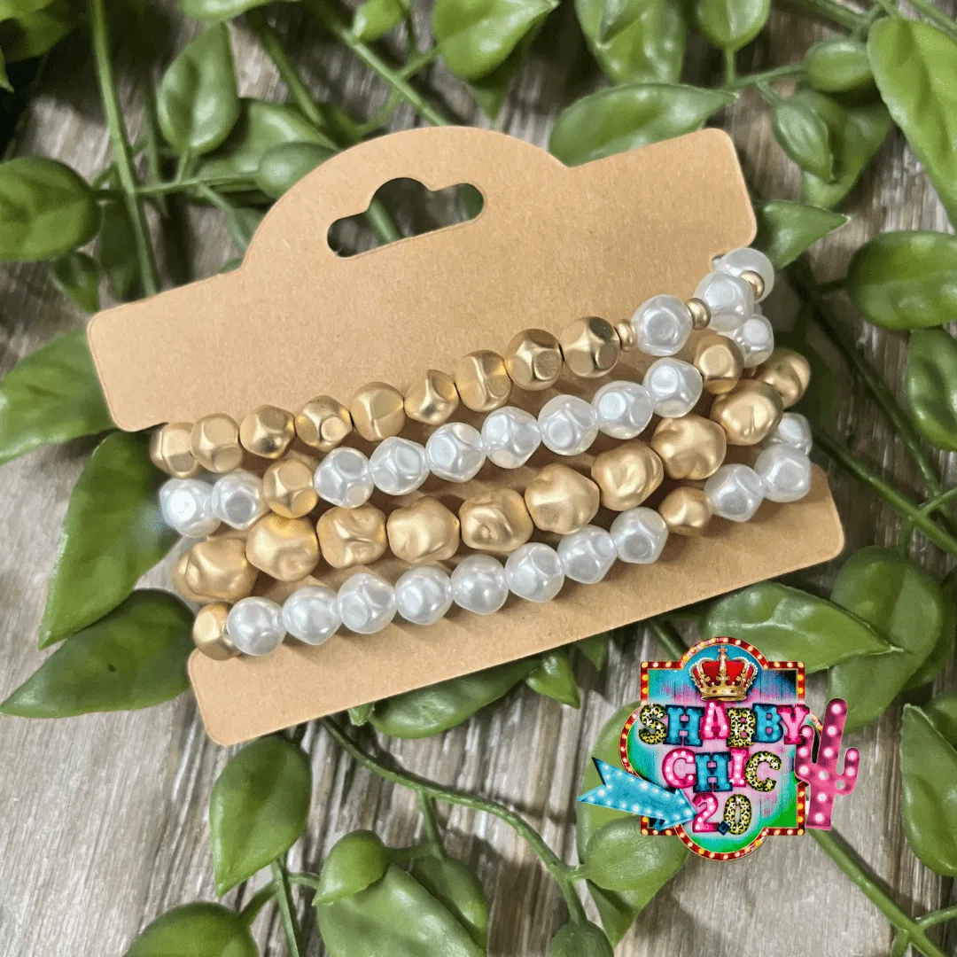 Gold and Pearl Bracelet Set