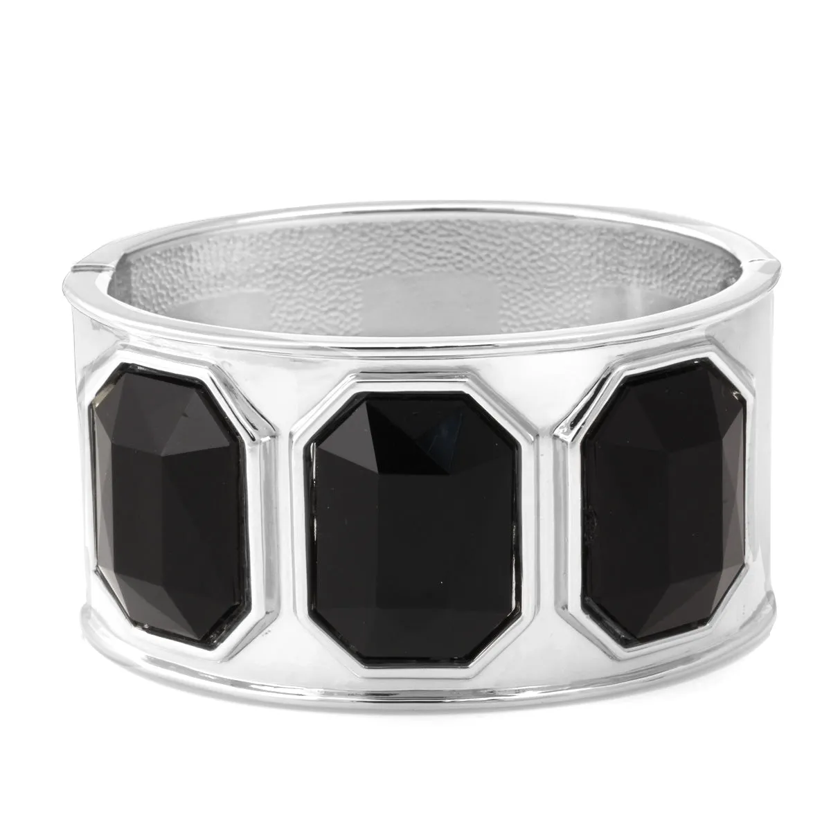 GOLD BLACK FACETED CRYSTAL HINGED BRACELET #FW-B377SBK (15th FL Showroom)