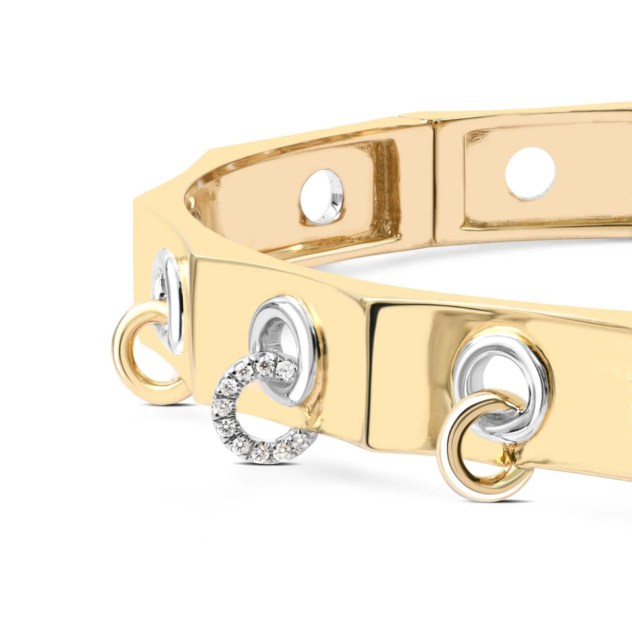 Gold Eyelet Bracelet with Gold & Diamond Piercings