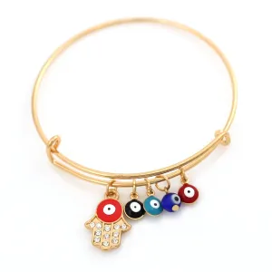 GOLD MULTI COLOR EVIL EYE CHARM BRACELET #HNB89051GDMT (OF9)