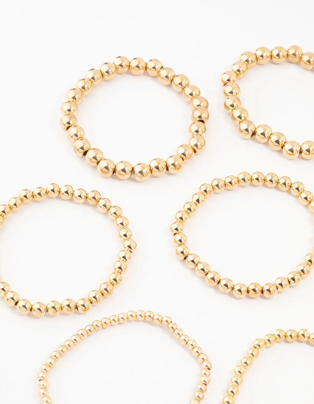Gold Multiple Sized Ball Bracelets 8-Pack