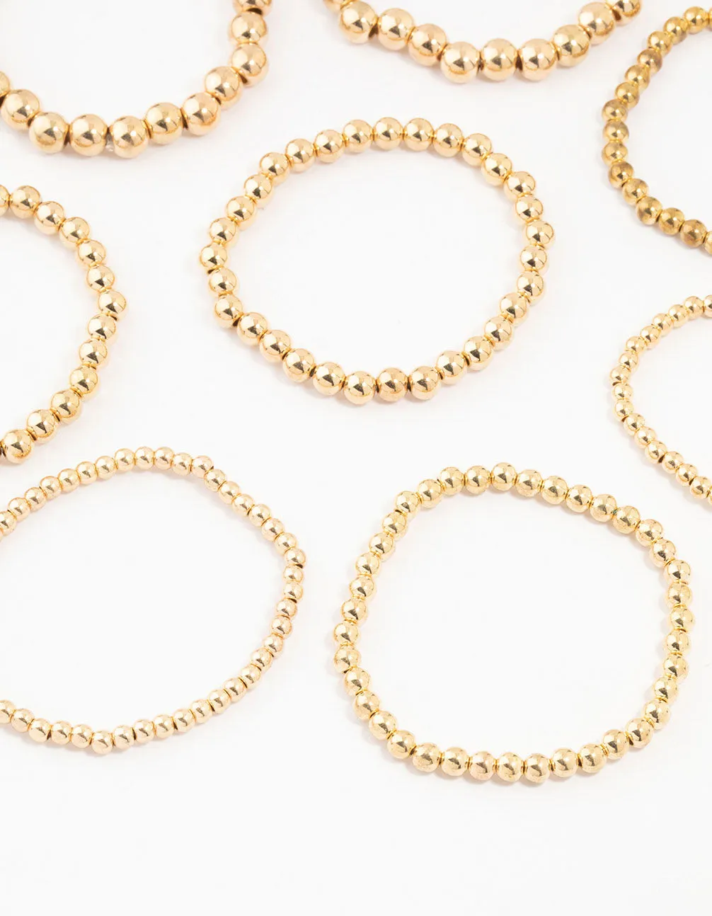Gold Multiple Sized Ball Bracelets 8-Pack