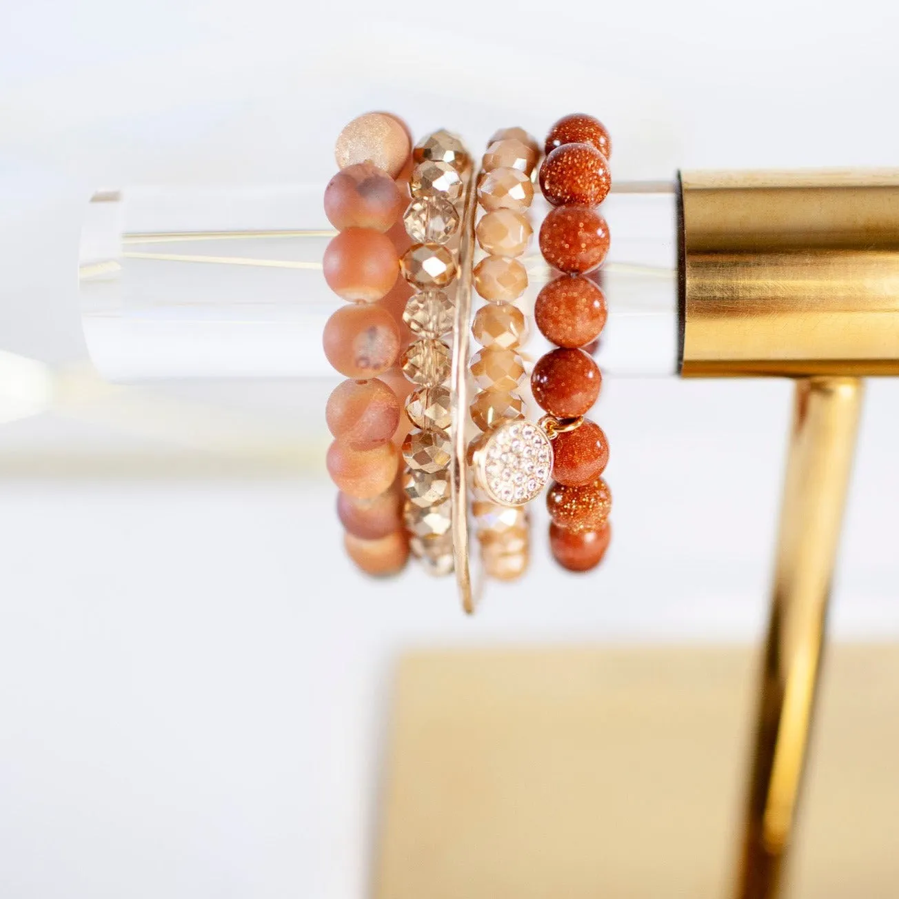 Gold Pave Disc Goldstone 10mm