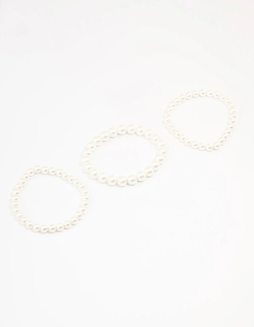 Gold Plated Freshwater Pearl Strand  Bracelets 3-Pack