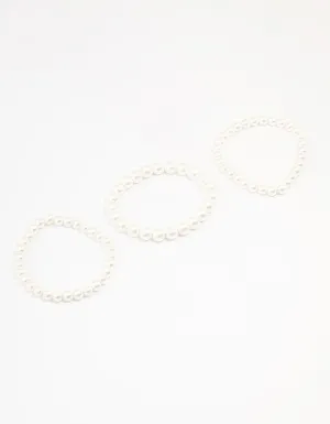 Gold Plated Freshwater Pearl Strand  Bracelets 3-Pack