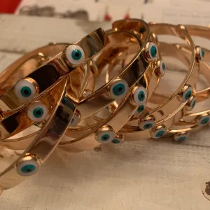 Gold Plated Open Cuff Bracelet with Evil Eye in Enamel 400-06 | Erika Williner Designs