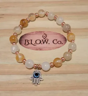 Golden Healer Quartz custom Bracelet w/ Hamsa Hand