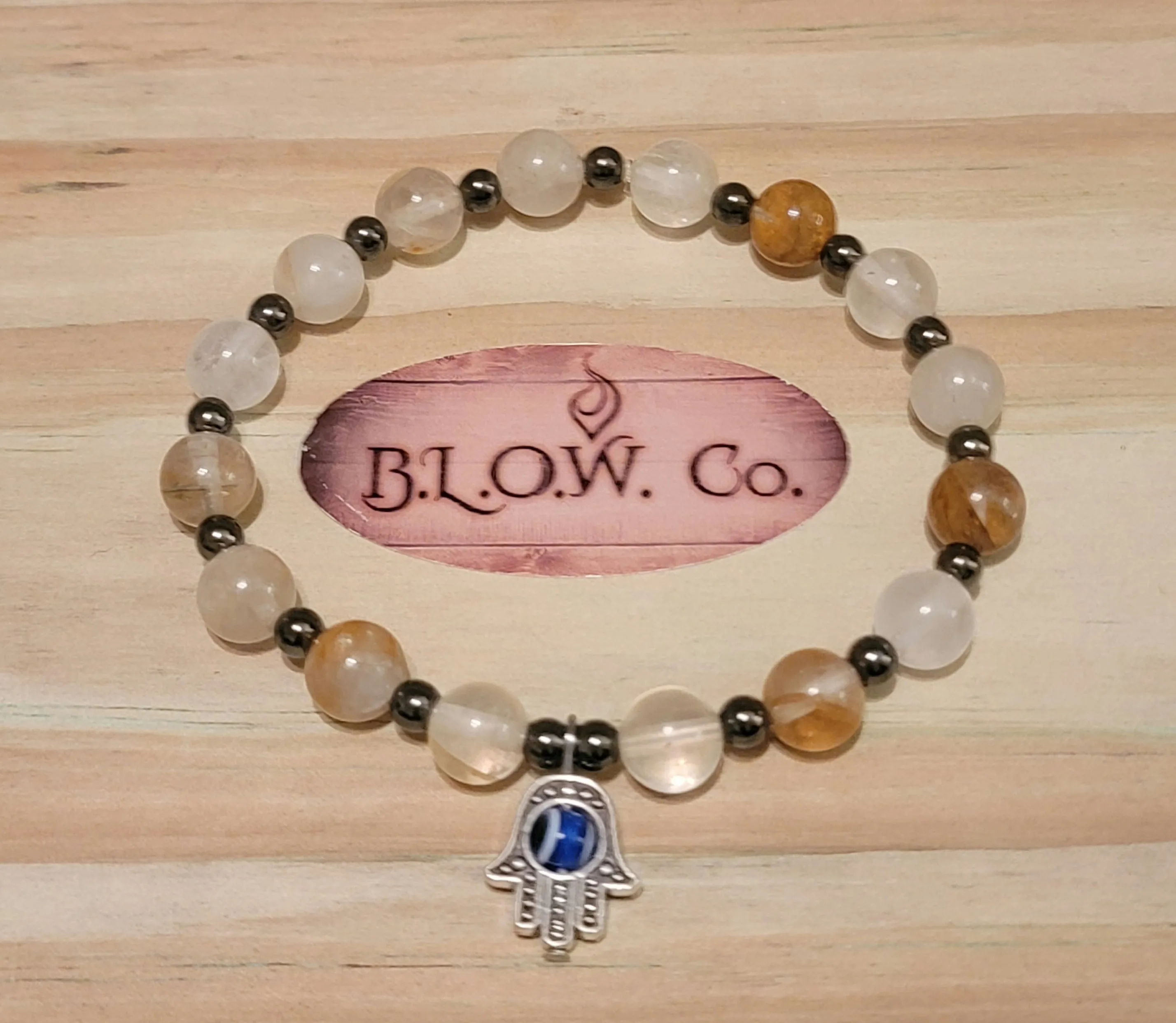 Golden Healer Quartz custom Bracelet w/ Hamsa Hand