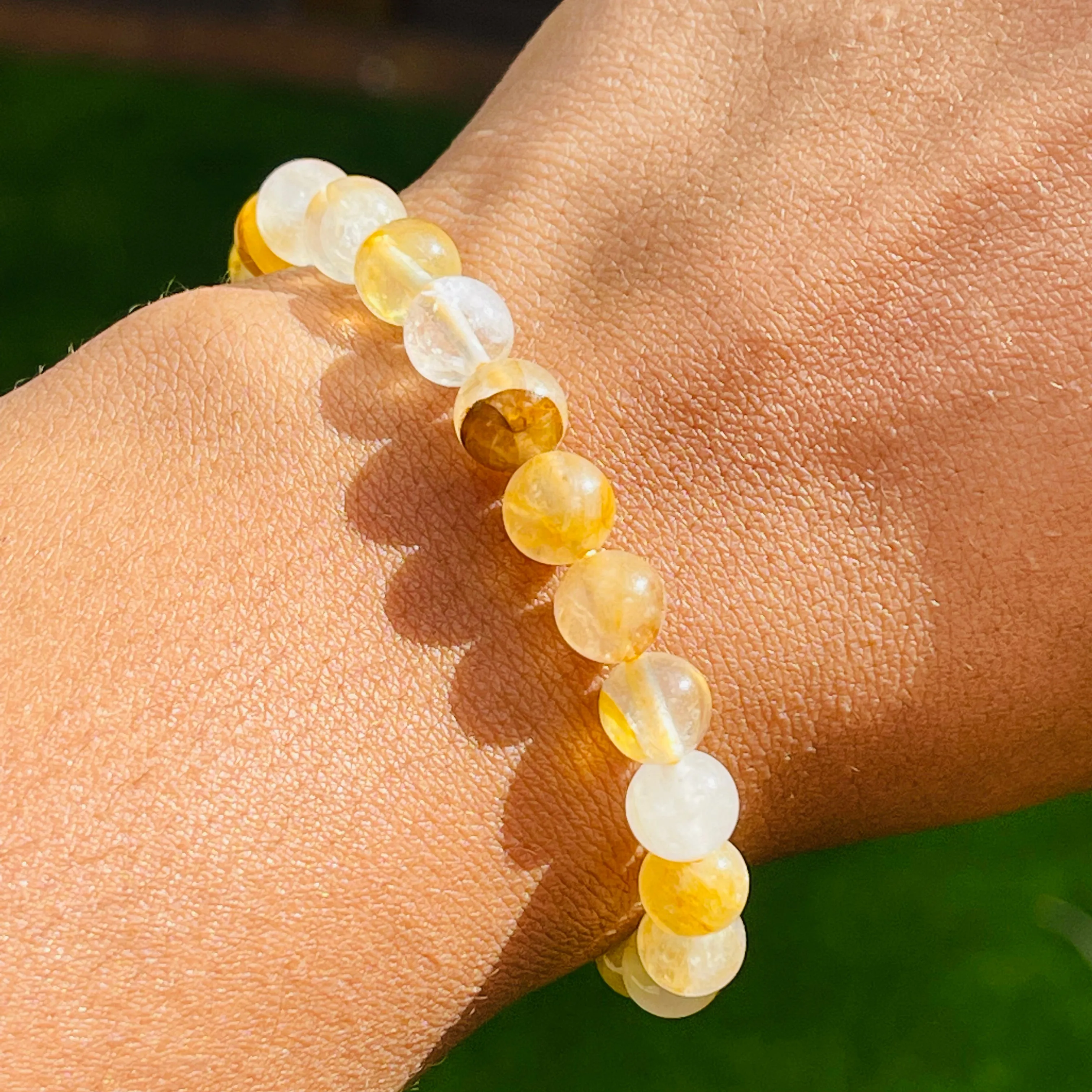 Golden Quartz Bracelet - 8mm Round