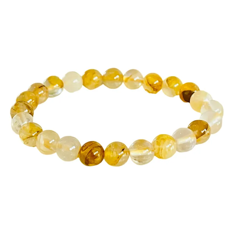 Golden Quartz Bracelet - 8mm Round