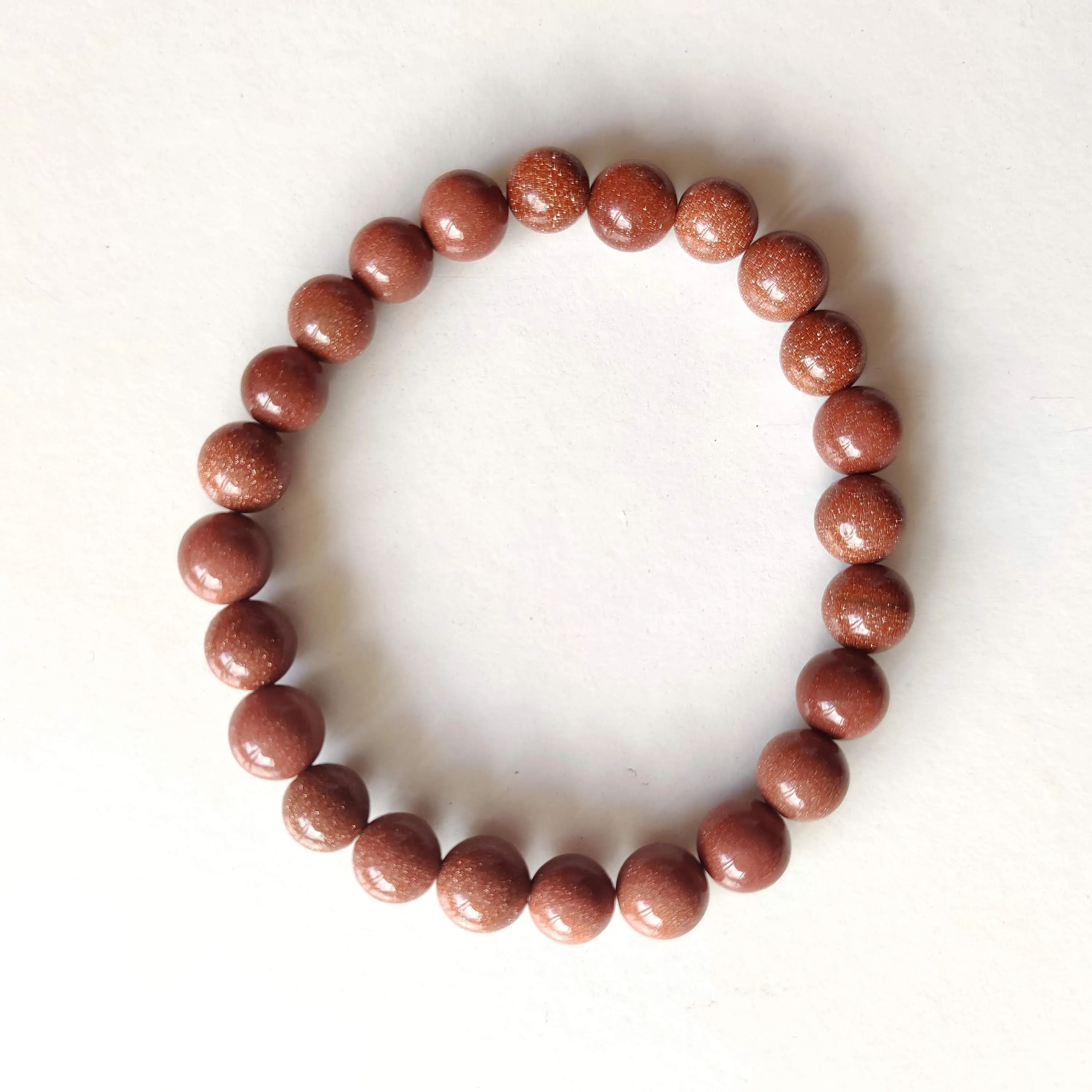 Goldstone Round Bead Crystal Bracelet