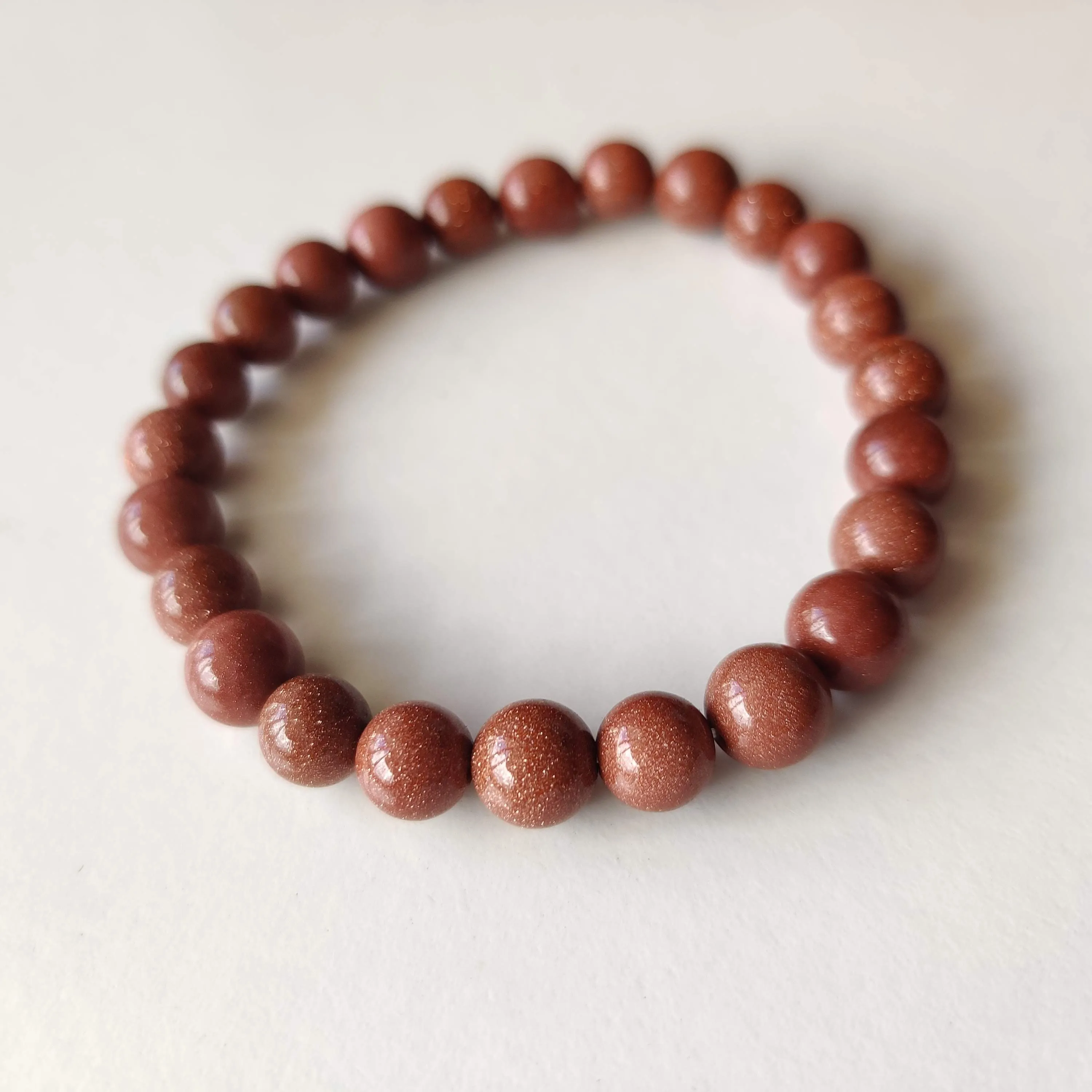 Goldstone Round Bead Crystal Bracelet