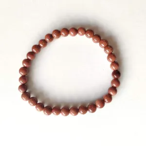 Goldstone Round Bead Crystal Bracelet
