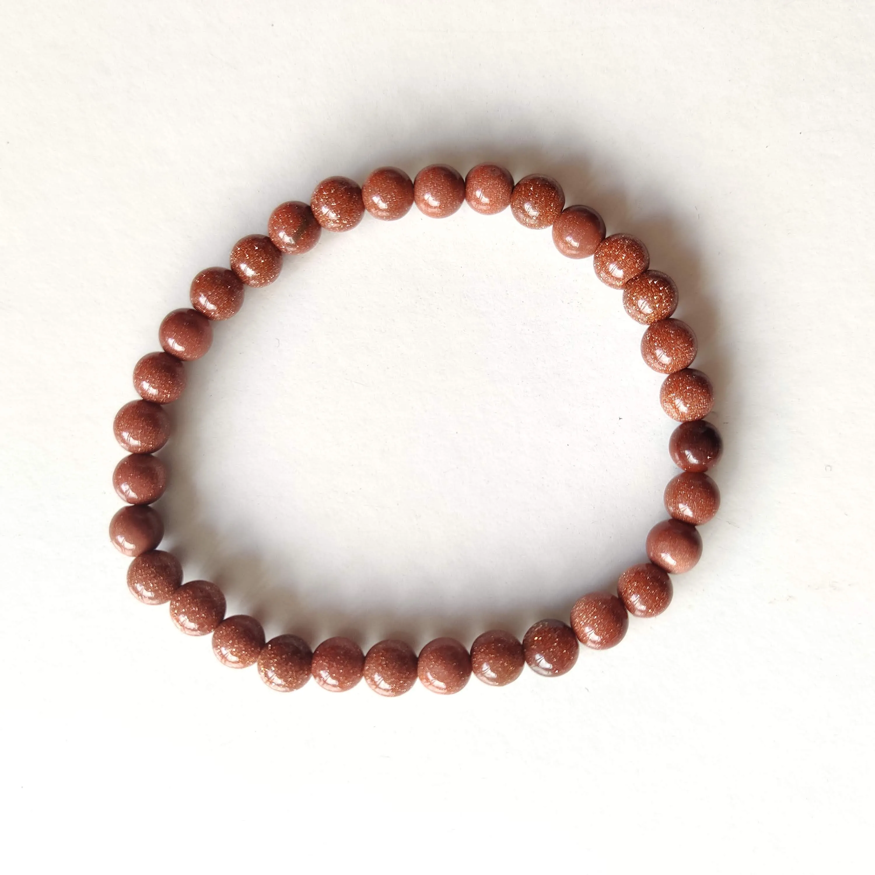 Goldstone Round Bead Crystal Bracelet