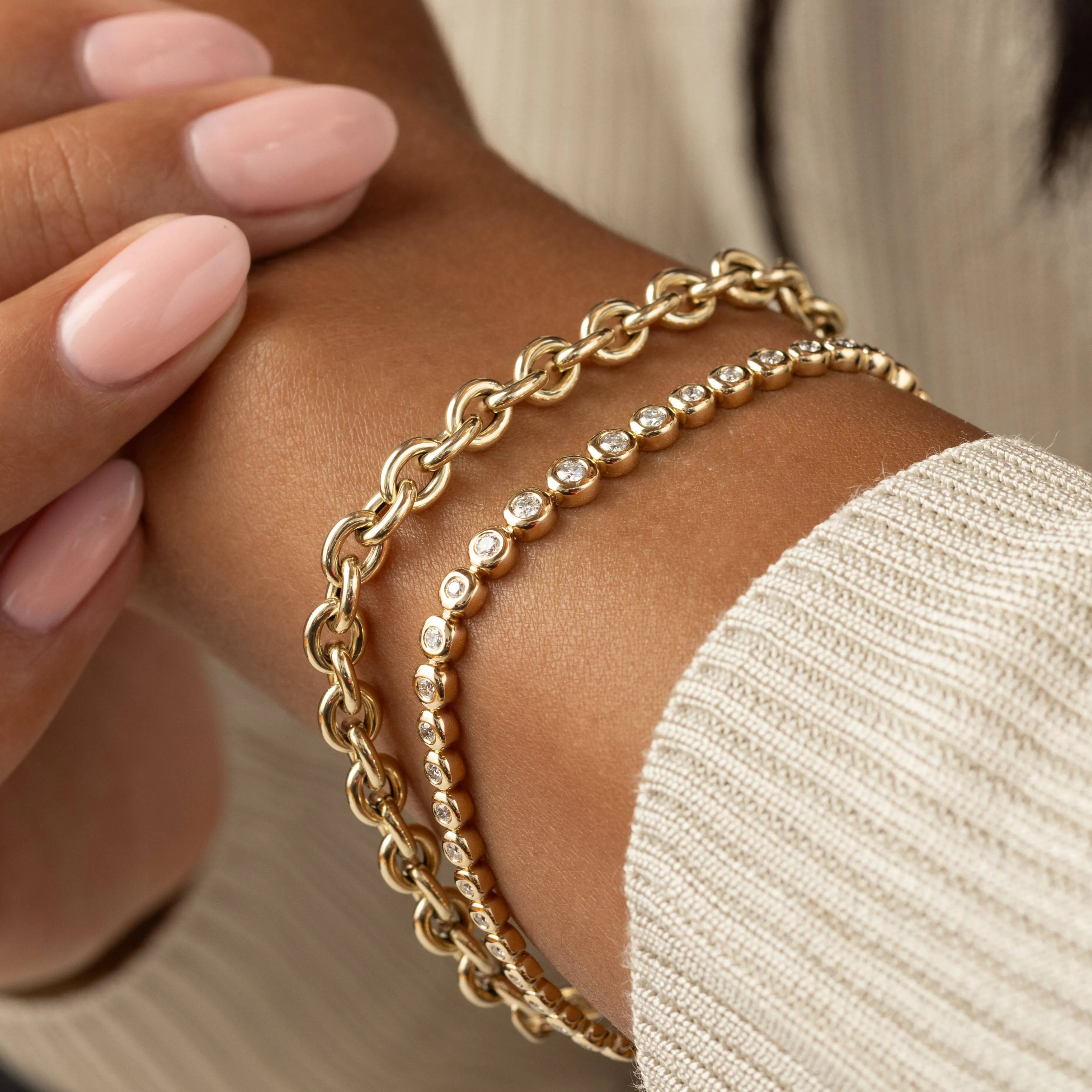Graduated Diamond Pillow Eternity Bracelet - In Stock