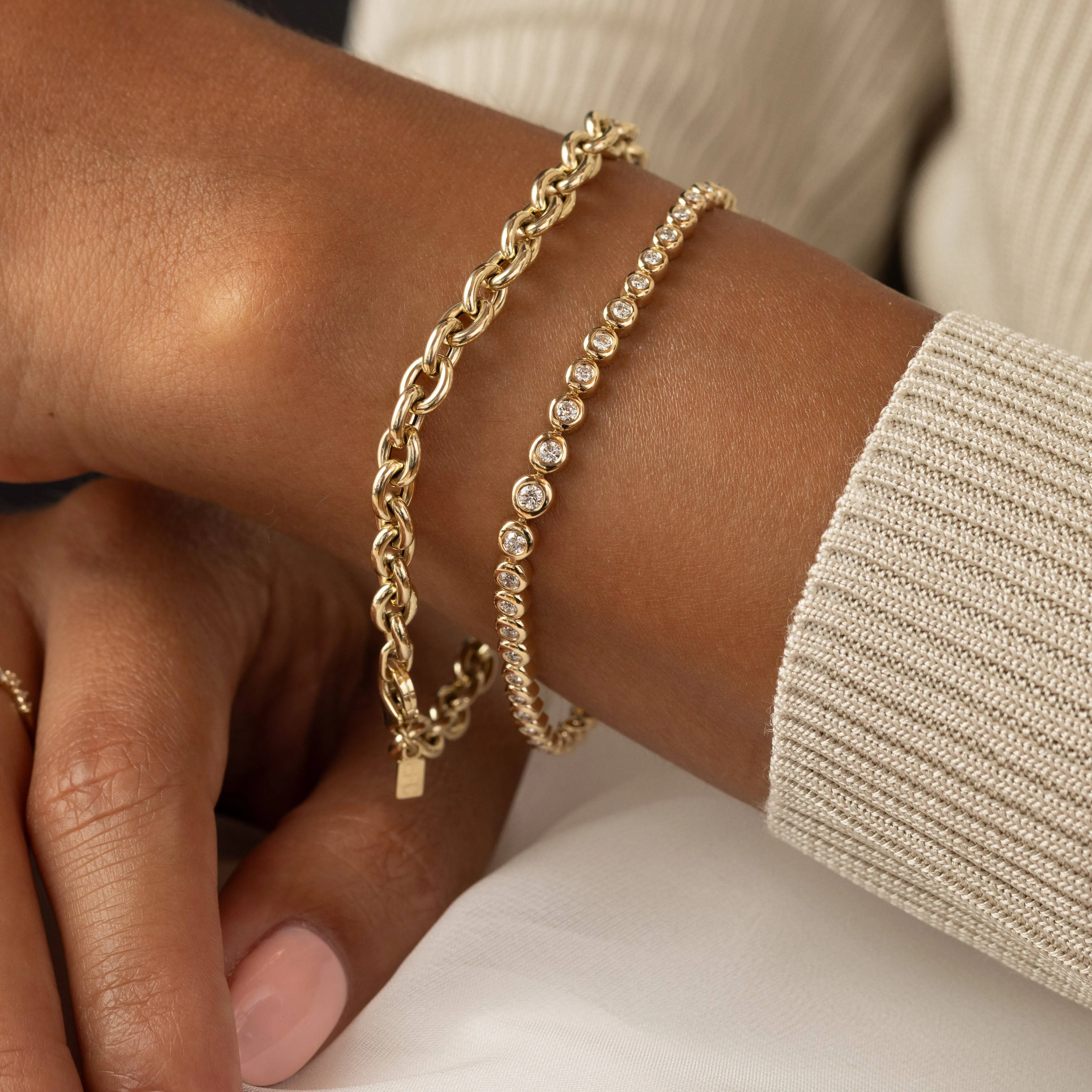 Graduated Diamond Pillow Eternity Bracelet - In Stock