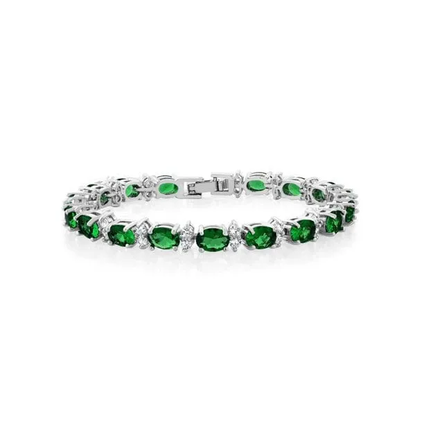 Green Cz 925 Sterling Silver Tennis Bracelet Jewelry