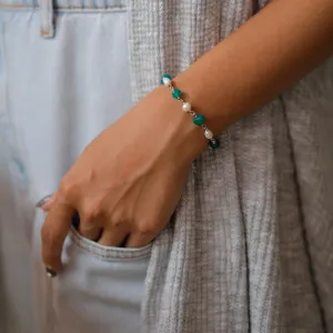 Green Onyx Stone with Pearls Bracelet