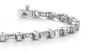 Half Bezel And Channel Set Lab-Grown Diamond Bracelet with 3.00 ct.(finished) 3.5x1.5mm, 2.5mm