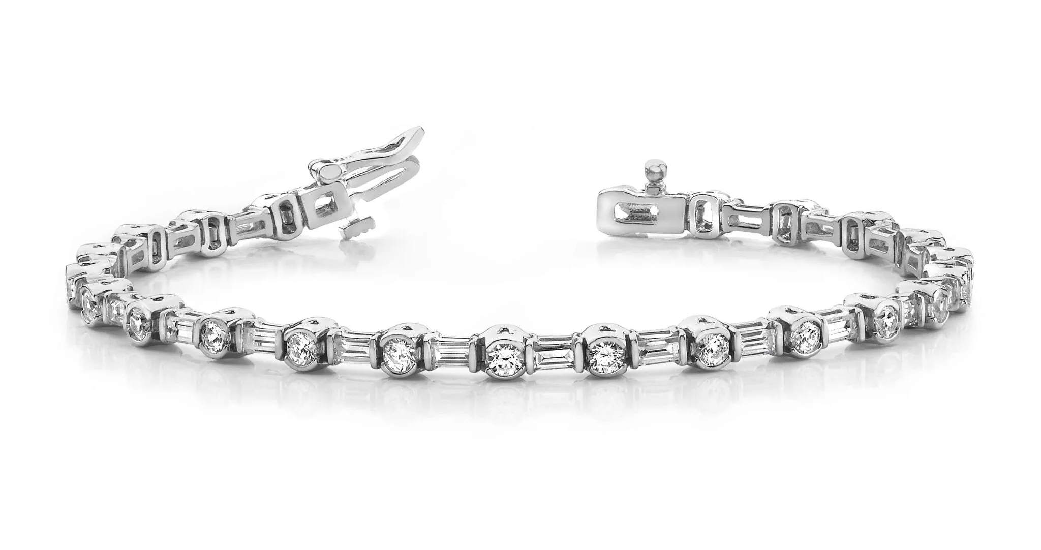Half Bezel And Channel Set Lab-Grown Diamond Bracelet with 3.00 ct.(finished) 3.5x1.5mm, 2.5mm