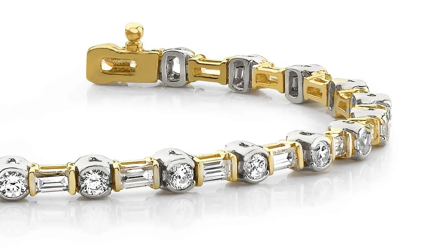 Half Bezel And Channel Set Lab-Grown Diamond Bracelet with 3.00 ct.(finished) 3.5x1.5mm, 2.5mm