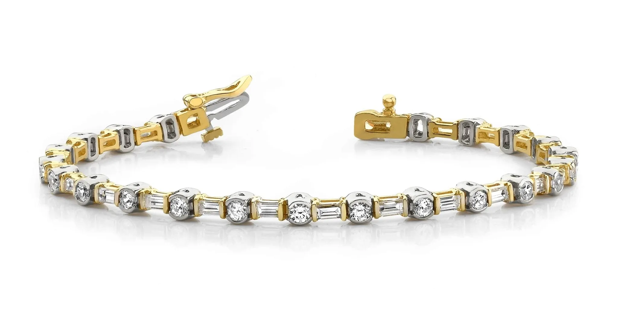 Half Bezel And Channel Set Lab-Grown Diamond Bracelet with 3.00 ct.(finished) 3.5x1.5mm, 2.5mm