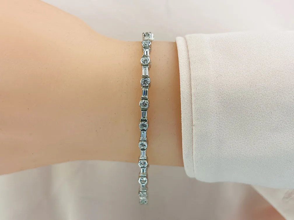 Half Bezel And Channel Set Lab-Grown Diamond Bracelet with 3.00 ct.(finished) 3.5x1.5mm, 2.5mm