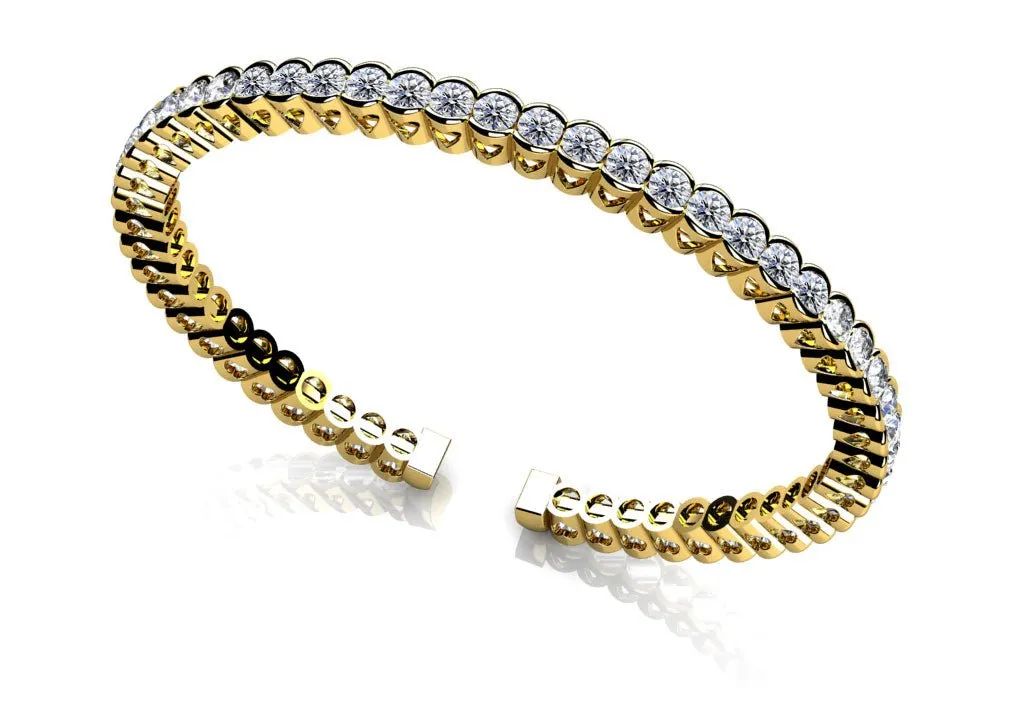 Half Bezel Set Flexible Diamond Bangle with 5.00 ct.(finished) 3mm