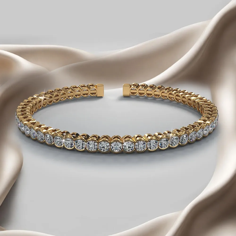 Half Bezel Set Flexible Diamond Bangle with 5.00 ct.(finished) 3mm