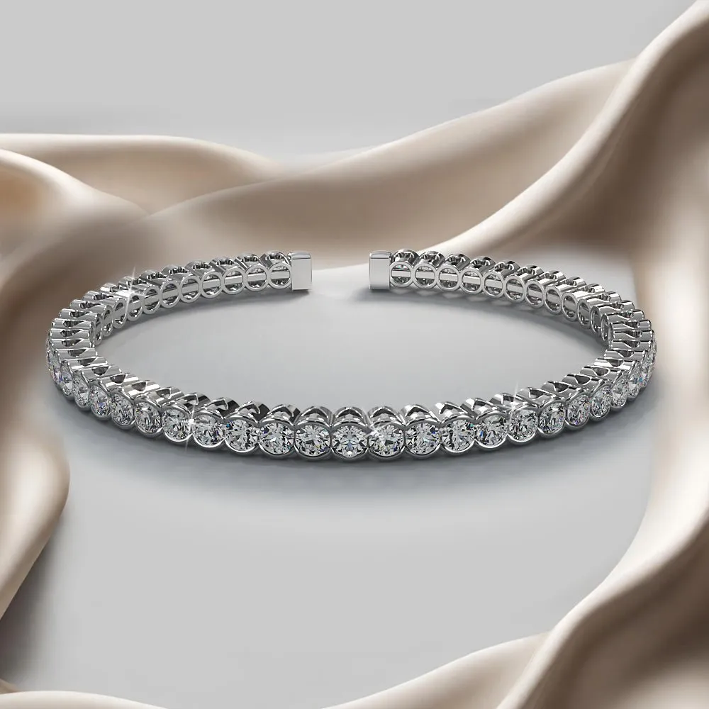 Half Bezel Set Flexible Diamond Bangle with 5.00 ct.(finished) 3mm