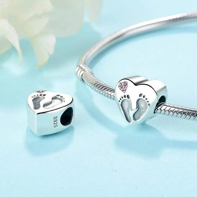 Heart Footprint Charm