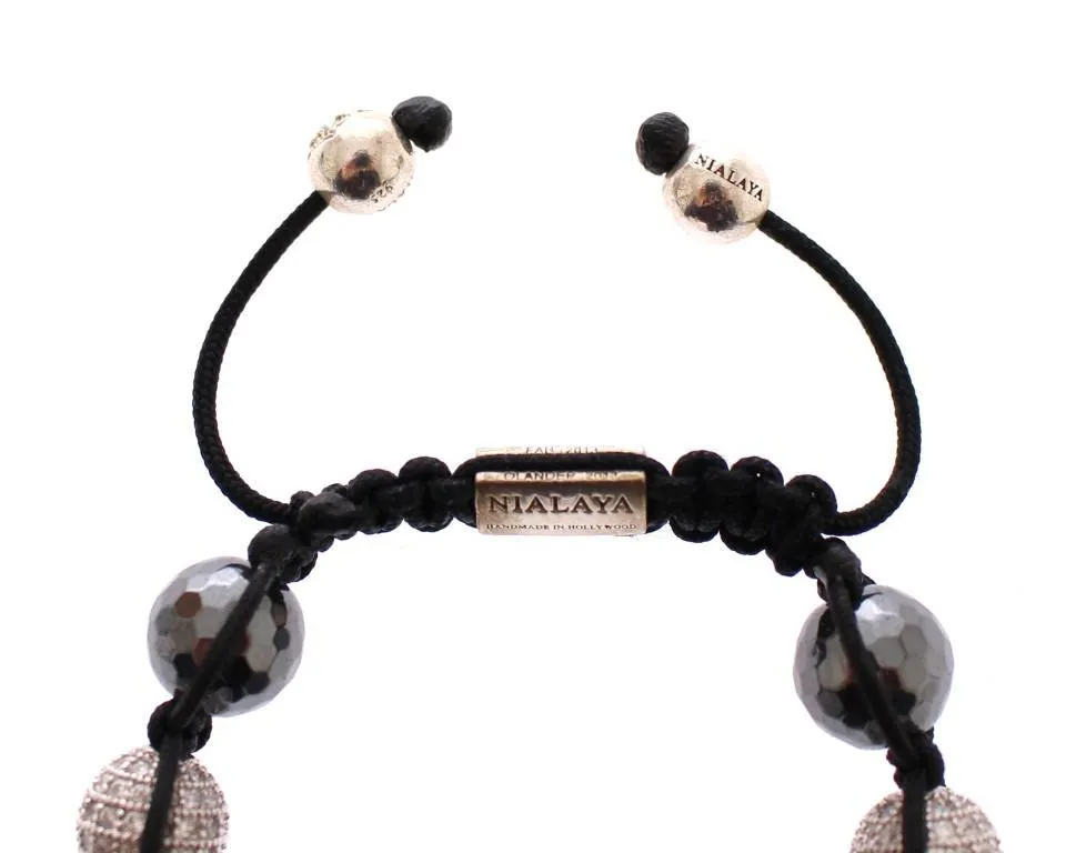 Hematite Pink Clear CZ 925 Silver Bracelet
