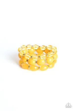 High Tide Hammock - Yellow - Beaded Paparazzi Stretchy Bracelet
