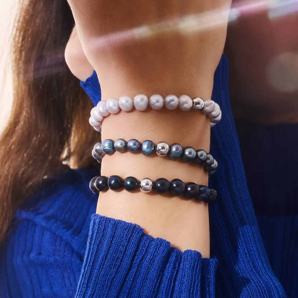 Holographic | .925 Sterling Silver | Freshwater Pearl Bracelet