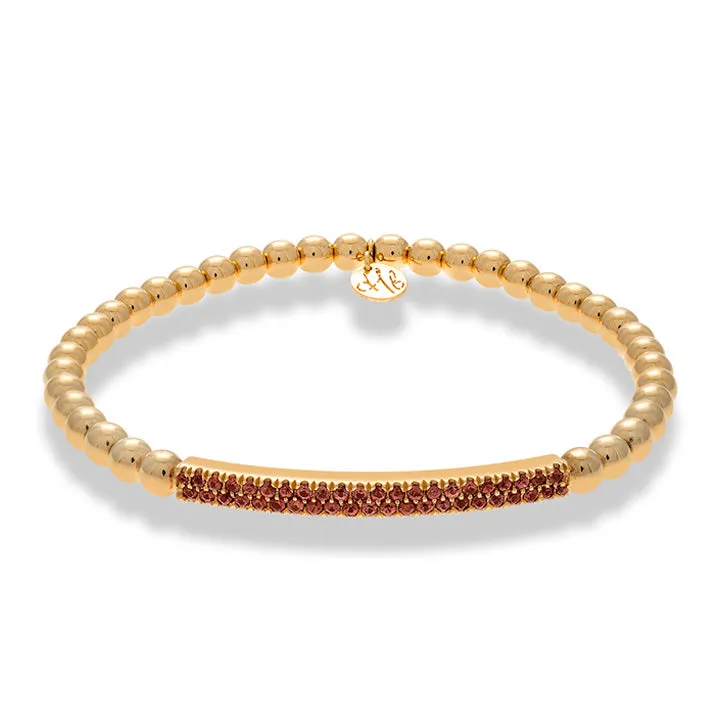 Hulchi Belluni 18K Rose Gold Orange Sapphire Pave Bar Stretch Bracelet- 21348H4OR